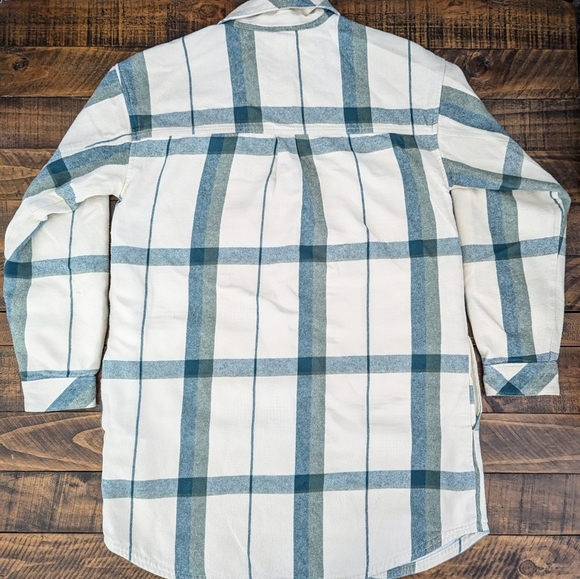 Vans Hal Green Cream Oversized Plaid Shacket Shirt Jacket Women's Small - Picture 2 of 10